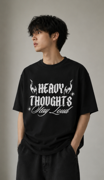 Heavy Thoughts Oversized Tee – Black