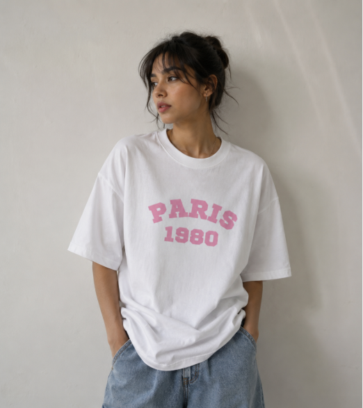 Paris 1980 Oversized Tee – White