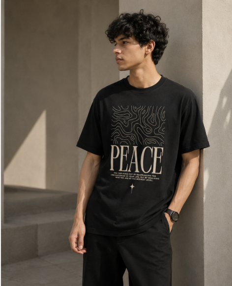 Peace Oversized Tee – Black