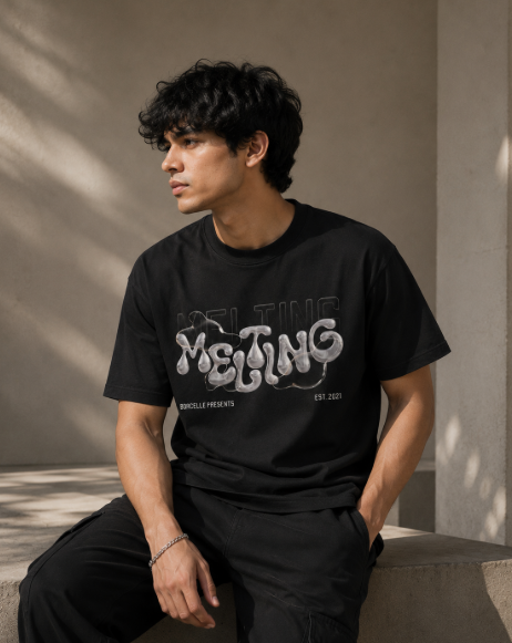 Melting Oversized Tee – Black